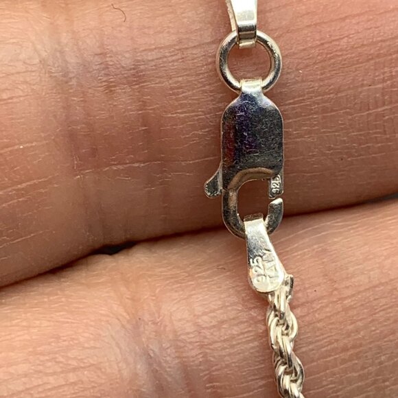 Solid 925 Sterling Silver 5CT Modified Square Cut CZ Pendant on 20" Rope Chain - Picture 9 of 14